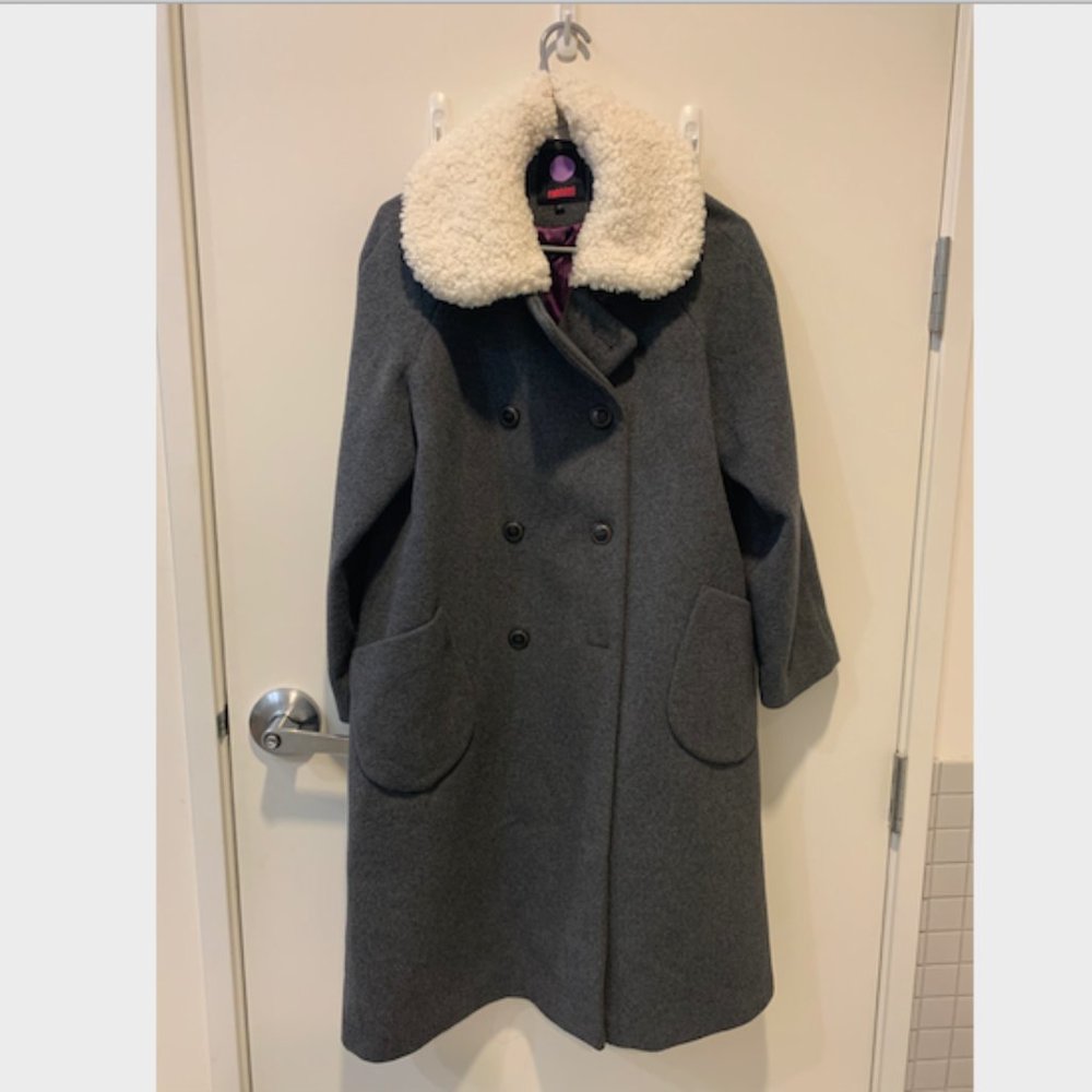 Rabbitti Fur Collar Signature Wool Coat